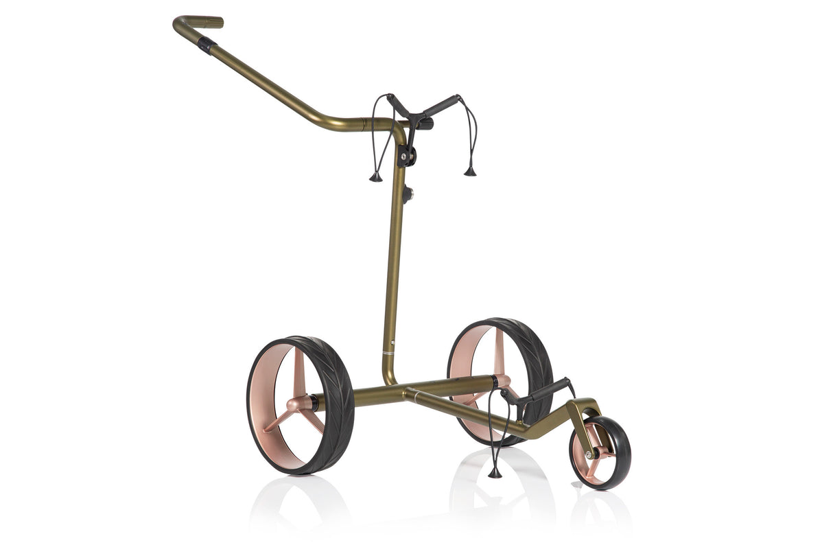 JuCad Electric Golf Trolley Carbon Travel Verde Rosé 2.0 - Avant-garde in an opulent natural look