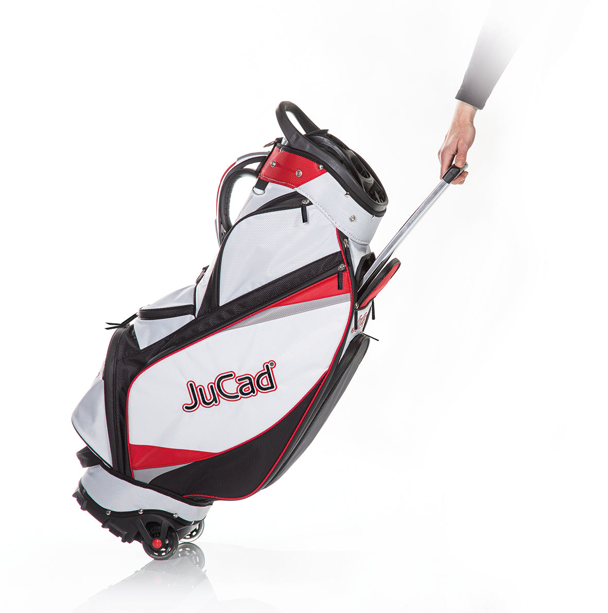 Sac de golf JuCad à rouler - chariot et sac à tirer avec roulettes et organiseur