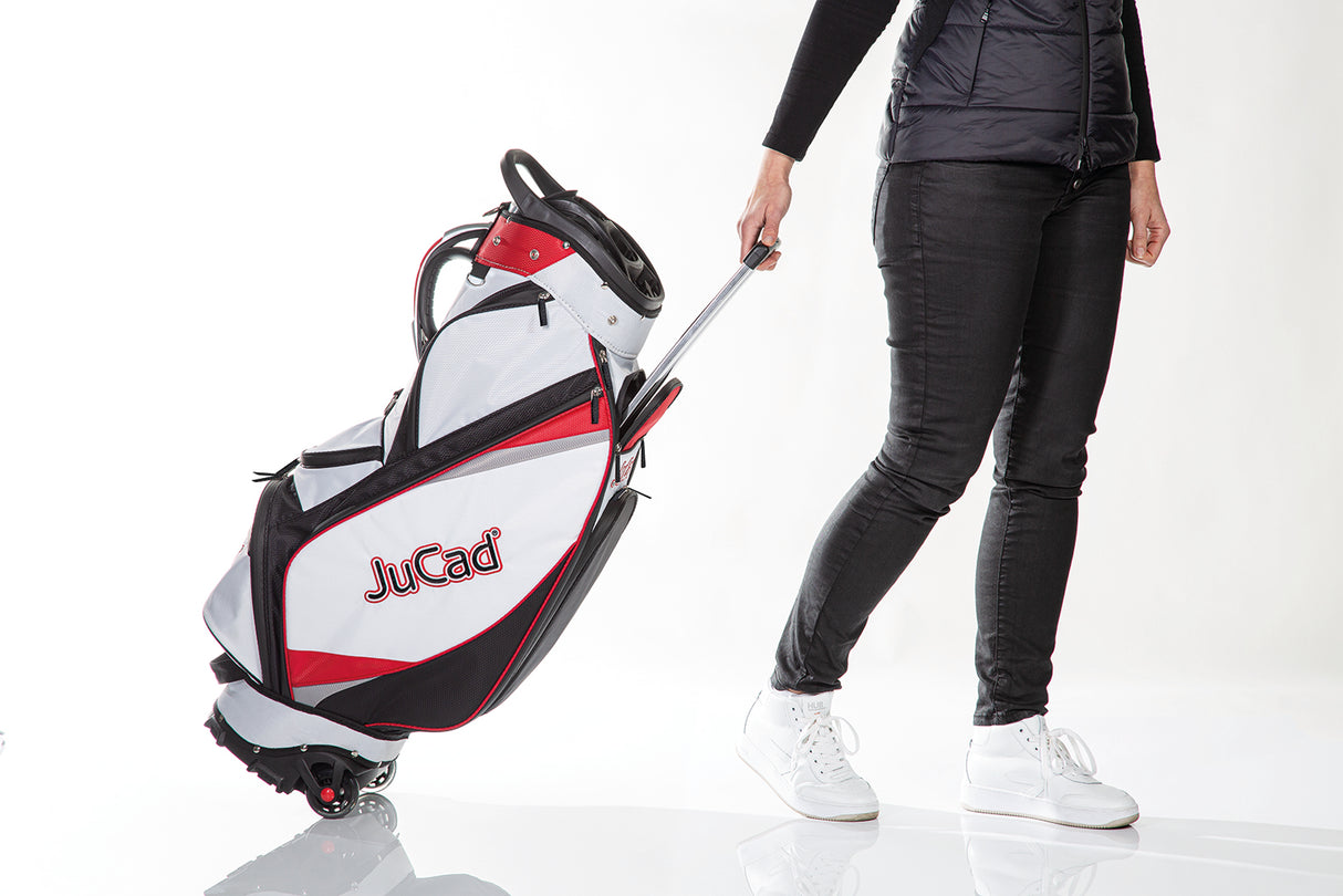 Sac de golf JuCad à rouler - chariot et sac à tirer avec roulettes et organiseur