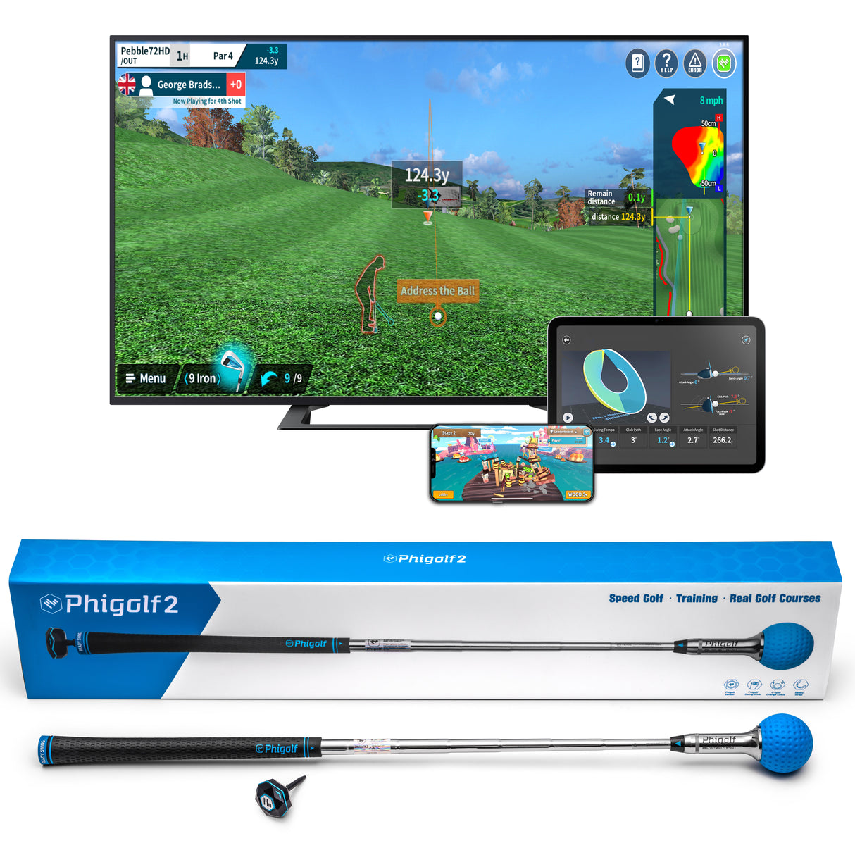 PHIGOLF 2 Smart Home Golf Simulator – Swing Stick Trainer & Analyser %Sale%