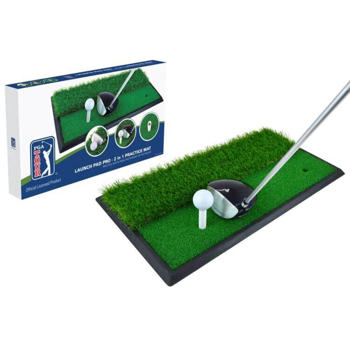 PGA TOUR Launch Pad 2 in 1 Golf Übungs- und Abschlagmatte