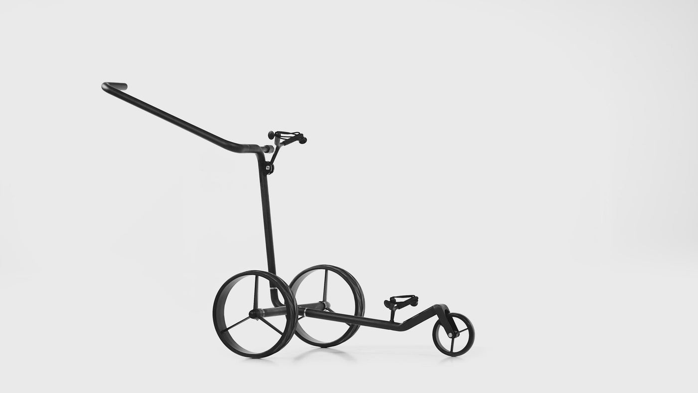 JuCad Golftrolley Carbon Shadow 3-rädrig - das stylische Leichtgewicht schwarz-matt