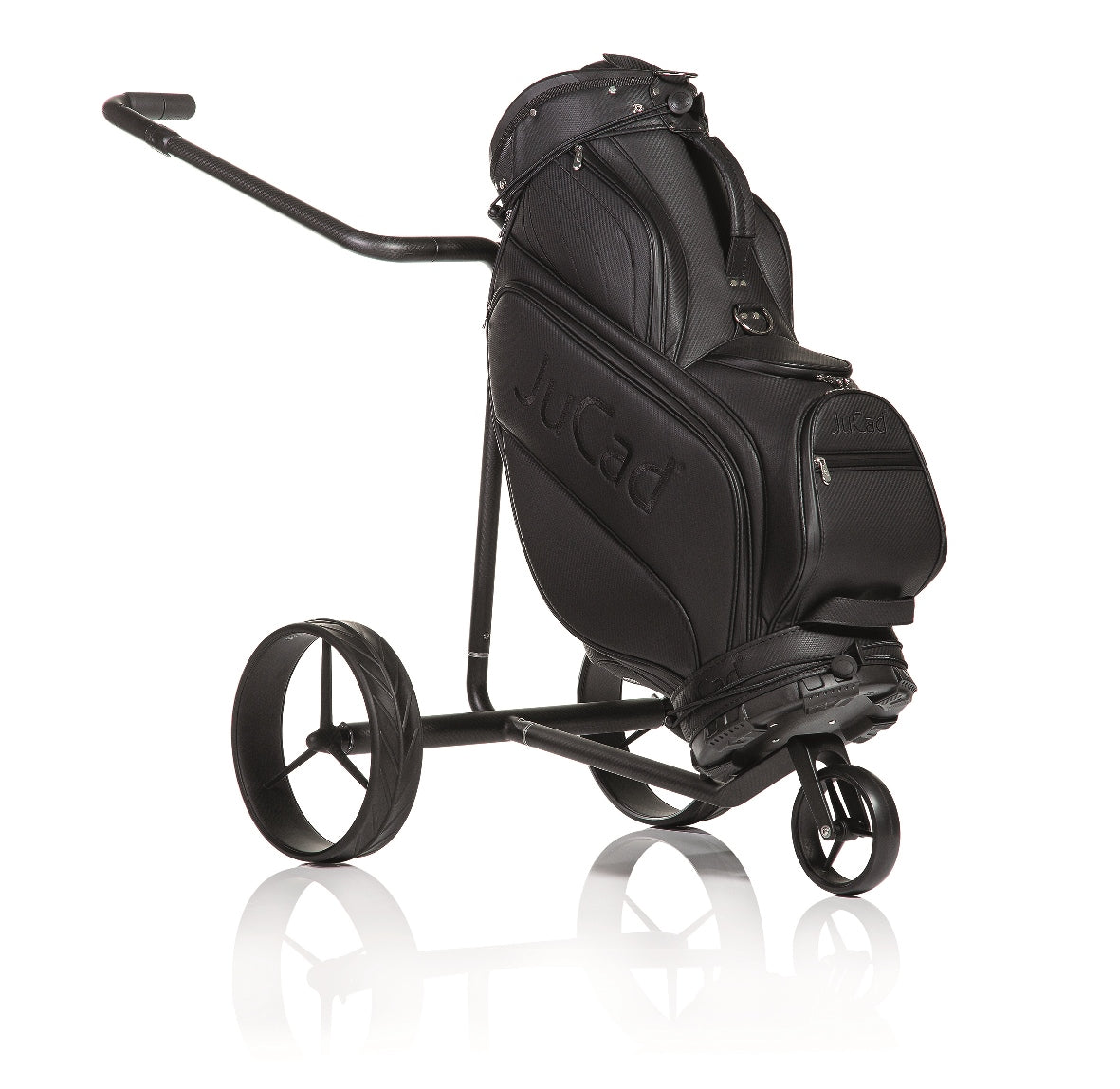 Chariot de golf électrique JuCad Carbon Travel Nero SV 2.0 - haut de gamme en carbone ultra-léger noir mat