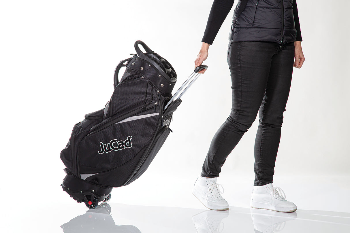 JuCad golf bag to roll - cart &amp; pull bag with wheels and organizer