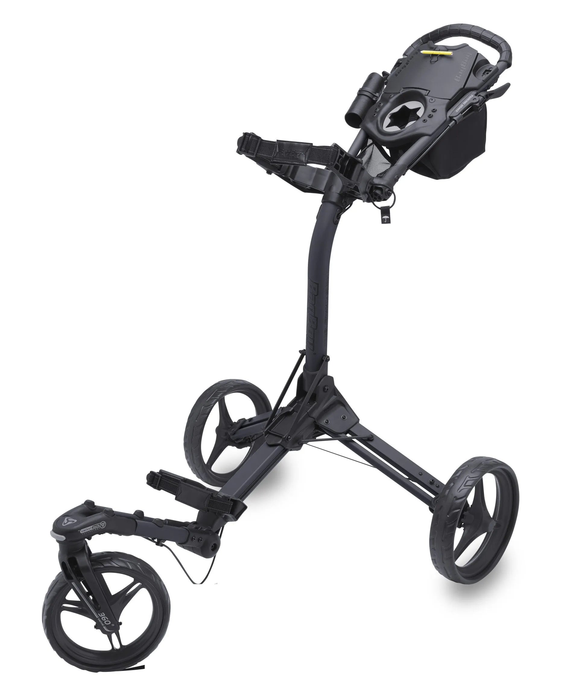 BagBoy 3 Rad Golftrolley TRI SWIVEL 2.0 Die 360 Revolution mit SUPER LIGHT Alu Rahmen Schwarz