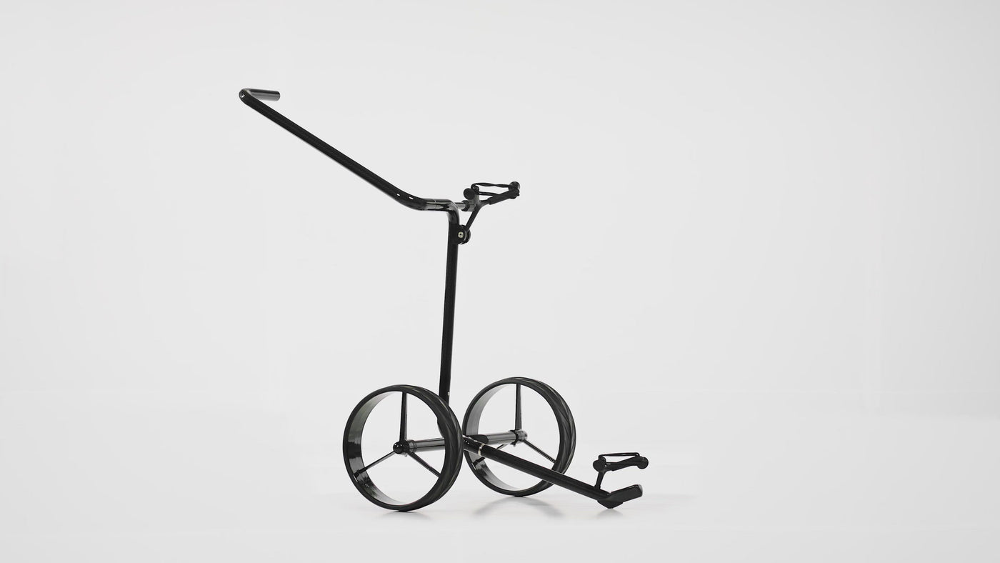 JuCad Golftrolley Carbon Shine 2-rädrig - das stylische Leichtgewicht schwarz-glänzend